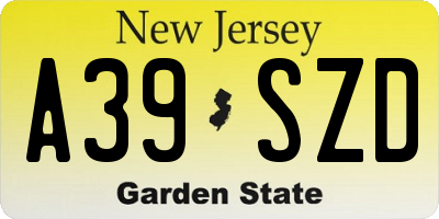 NJ license plate A39SZD