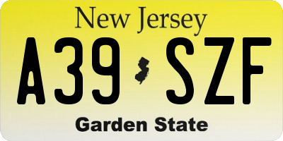 NJ license plate A39SZF