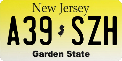 NJ license plate A39SZH