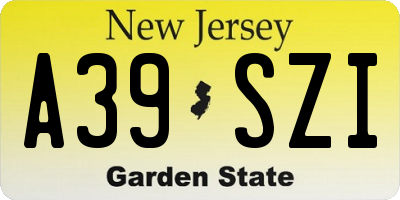 NJ license plate A39SZI