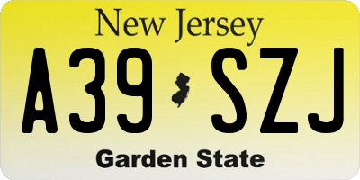 NJ license plate A39SZJ