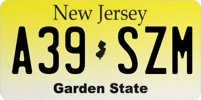 NJ license plate A39SZM