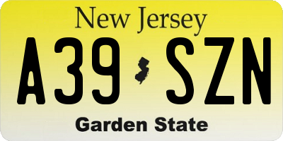 NJ license plate A39SZN