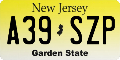 NJ license plate A39SZP