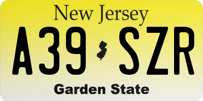 NJ license plate A39SZR