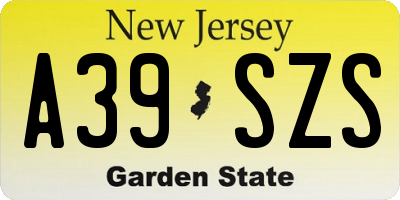 NJ license plate A39SZS