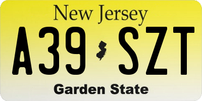 NJ license plate A39SZT