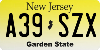 NJ license plate A39SZX