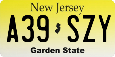 NJ license plate A39SZY