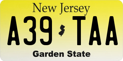 NJ license plate A39TAA