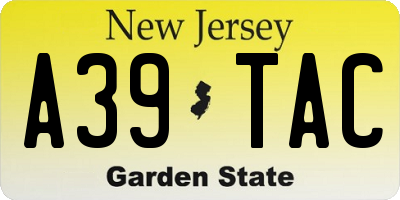 NJ license plate A39TAC