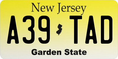 NJ license plate A39TAD