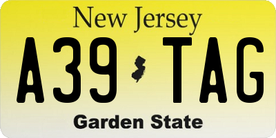 NJ license plate A39TAG