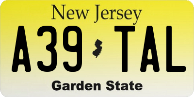NJ license plate A39TAL