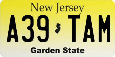 NJ license plate A39TAM