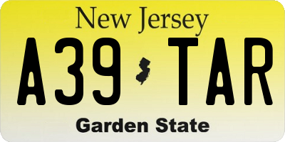 NJ license plate A39TAR