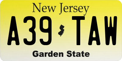 NJ license plate A39TAW