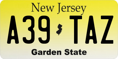 NJ license plate A39TAZ