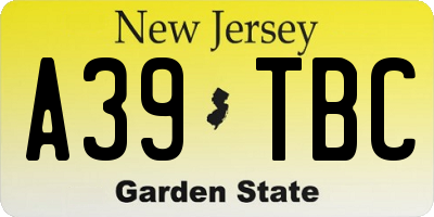 NJ license plate A39TBC