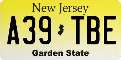 NJ license plate A39TBE