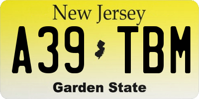 NJ license plate A39TBM