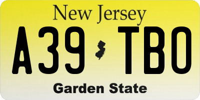 NJ license plate A39TBO