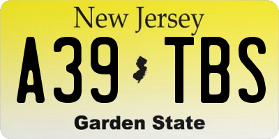 NJ license plate A39TBS
