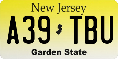 NJ license plate A39TBU