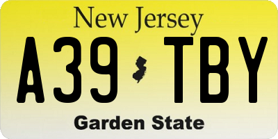 NJ license plate A39TBY
