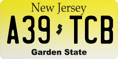 NJ license plate A39TCB