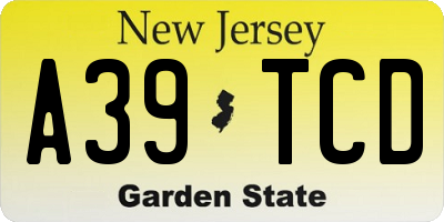 NJ license plate A39TCD