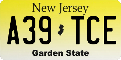 NJ license plate A39TCE