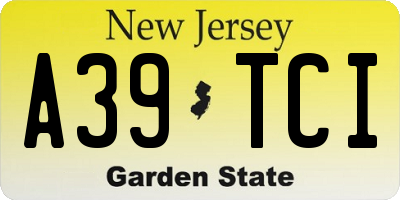 NJ license plate A39TCI