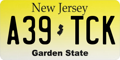 NJ license plate A39TCK