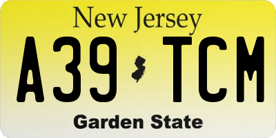 NJ license plate A39TCM
