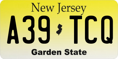 NJ license plate A39TCQ