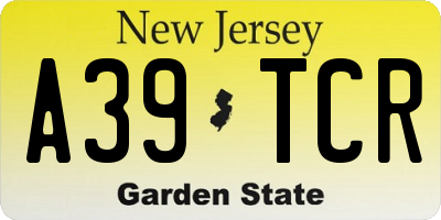 NJ license plate A39TCR