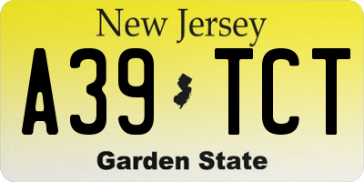 NJ license plate A39TCT