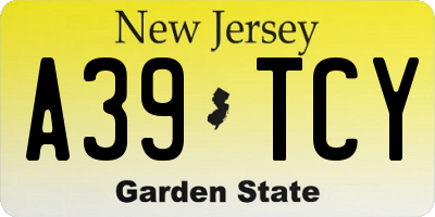 NJ license plate A39TCY