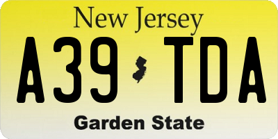 NJ license plate A39TDA