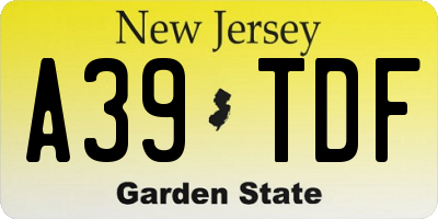 NJ license plate A39TDF
