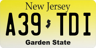NJ license plate A39TDI