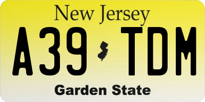 NJ license plate A39TDM