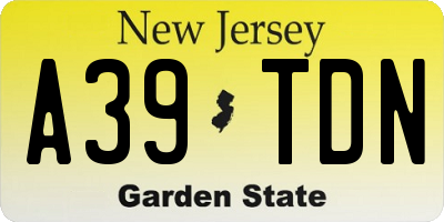 NJ license plate A39TDN