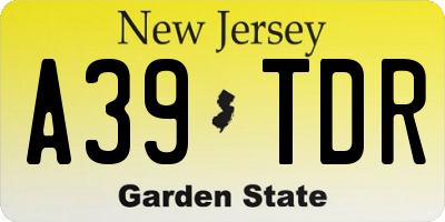 NJ license plate A39TDR