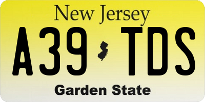 NJ license plate A39TDS