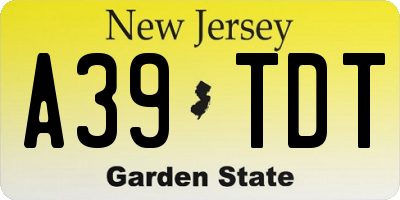 NJ license plate A39TDT