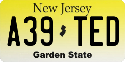 NJ license plate A39TED