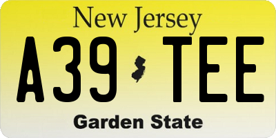 NJ license plate A39TEE