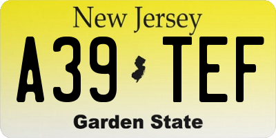 NJ license plate A39TEF
